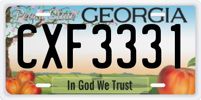GA license plate CXF3331