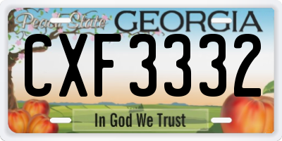 GA license plate CXF3332