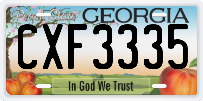 GA license plate CXF3335