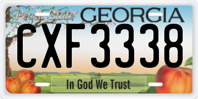 GA license plate CXF3338