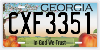 GA license plate CXF3351