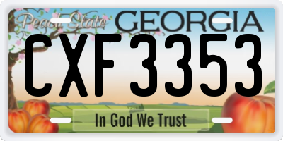 GA license plate CXF3353