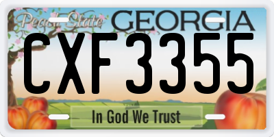 GA license plate CXF3355