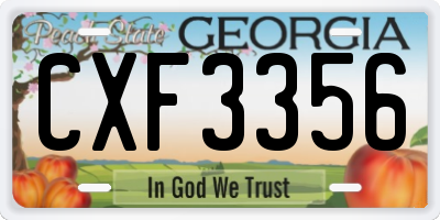 GA license plate CXF3356