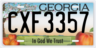GA license plate CXF3357