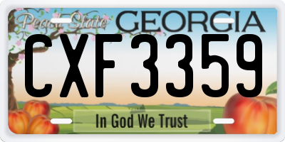 GA license plate CXF3359