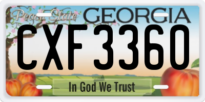 GA license plate CXF3360