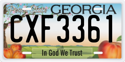 GA license plate CXF3361