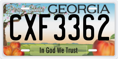GA license plate CXF3362