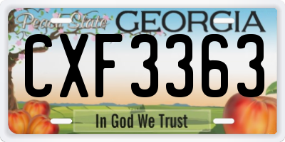 GA license plate CXF3363