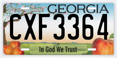 GA license plate CXF3364