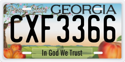 GA license plate CXF3366