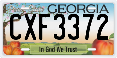 GA license plate CXF3372