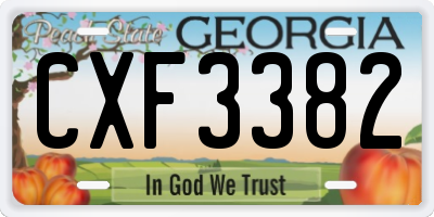 GA license plate CXF3382