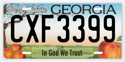 GA license plate CXF3399