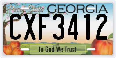 GA license plate CXF3412