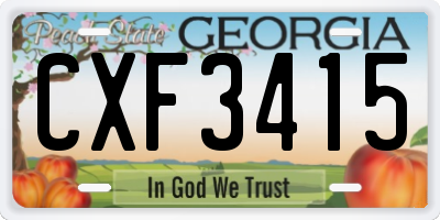GA license plate CXF3415