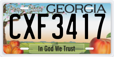 GA license plate CXF3417