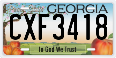GA license plate CXF3418