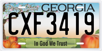 GA license plate CXF3419