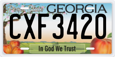 GA license plate CXF3420