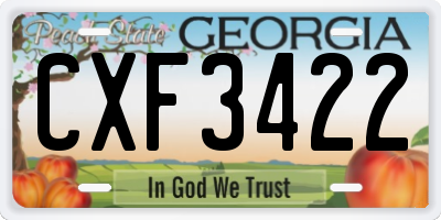 GA license plate CXF3422