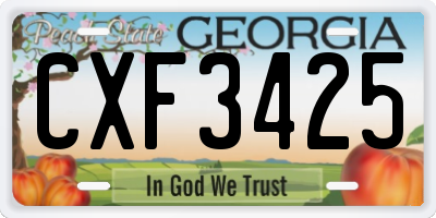 GA license plate CXF3425