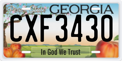 GA license plate CXF3430