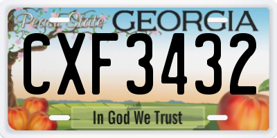 GA license plate CXF3432