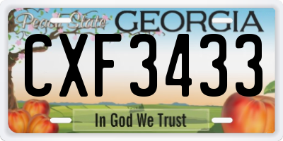 GA license plate CXF3433