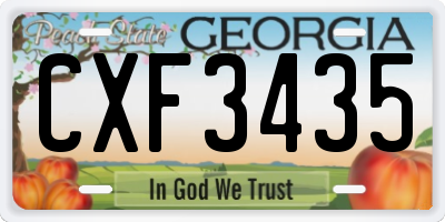 GA license plate CXF3435