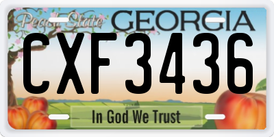GA license plate CXF3436