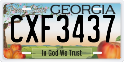 GA license plate CXF3437
