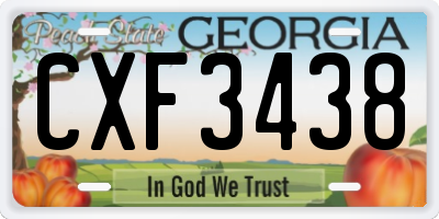 GA license plate CXF3438