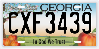 GA license plate CXF3439