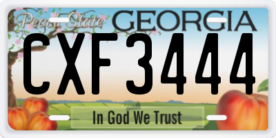 GA license plate CXF3444