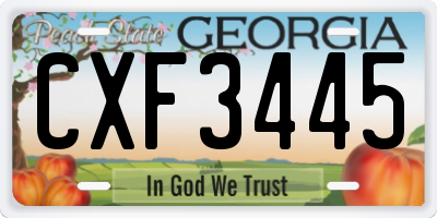 GA license plate CXF3445
