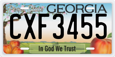 GA license plate CXF3455