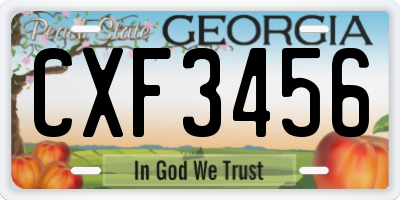 GA license plate CXF3456