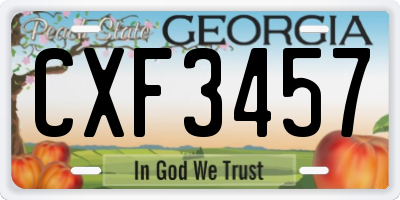 GA license plate CXF3457