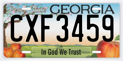 GA license plate CXF3459