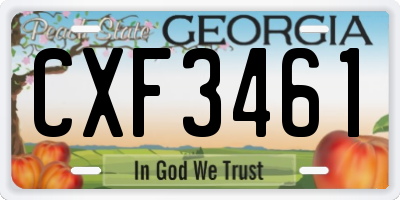 GA license plate CXF3461
