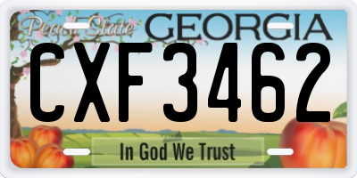 GA license plate CXF3462