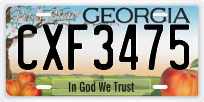 GA license plate CXF3475