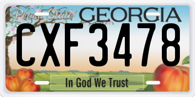 GA license plate CXF3478