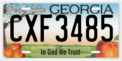 GA license plate CXF3485