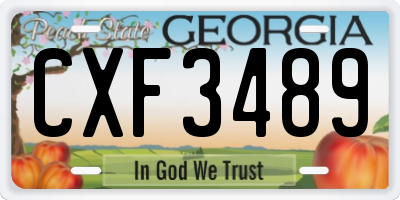 GA license plate CXF3489