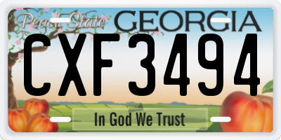 GA license plate CXF3494