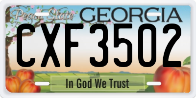 GA license plate CXF3502