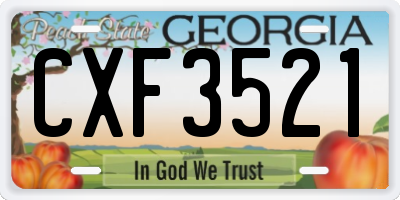 GA license plate CXF3521